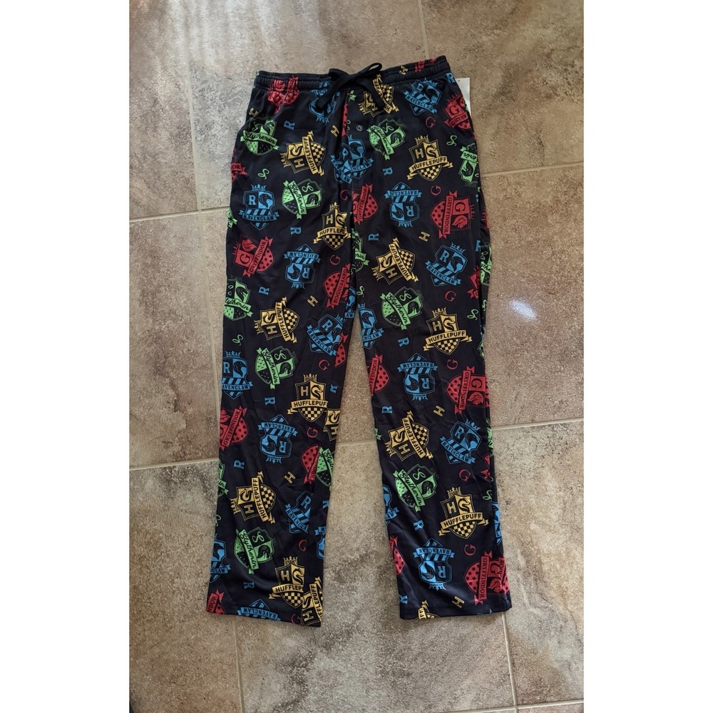Mens Harry Potter Hogwarts House Crests All-Over Print Lounge Pajama Pants Sz S